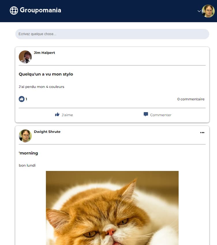 capture d'écran du projet Groupomania