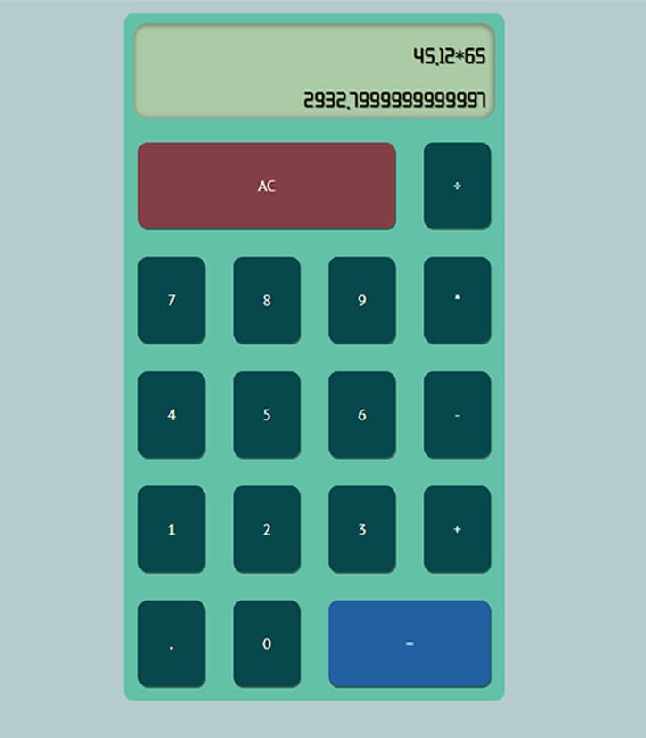 capture d'écran du projet React Calculator